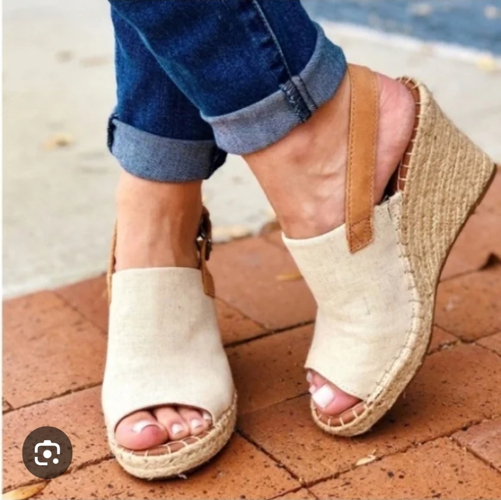 TOMS Monica Wedge Slingback Women's Heel Sandals, Size 8.5